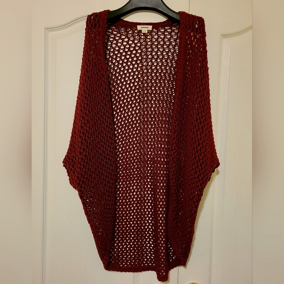 Garage Loose Knit Shrug, Three-Quarter Sleeve - Burgundy, US/CA XS - Picture 1 of 4